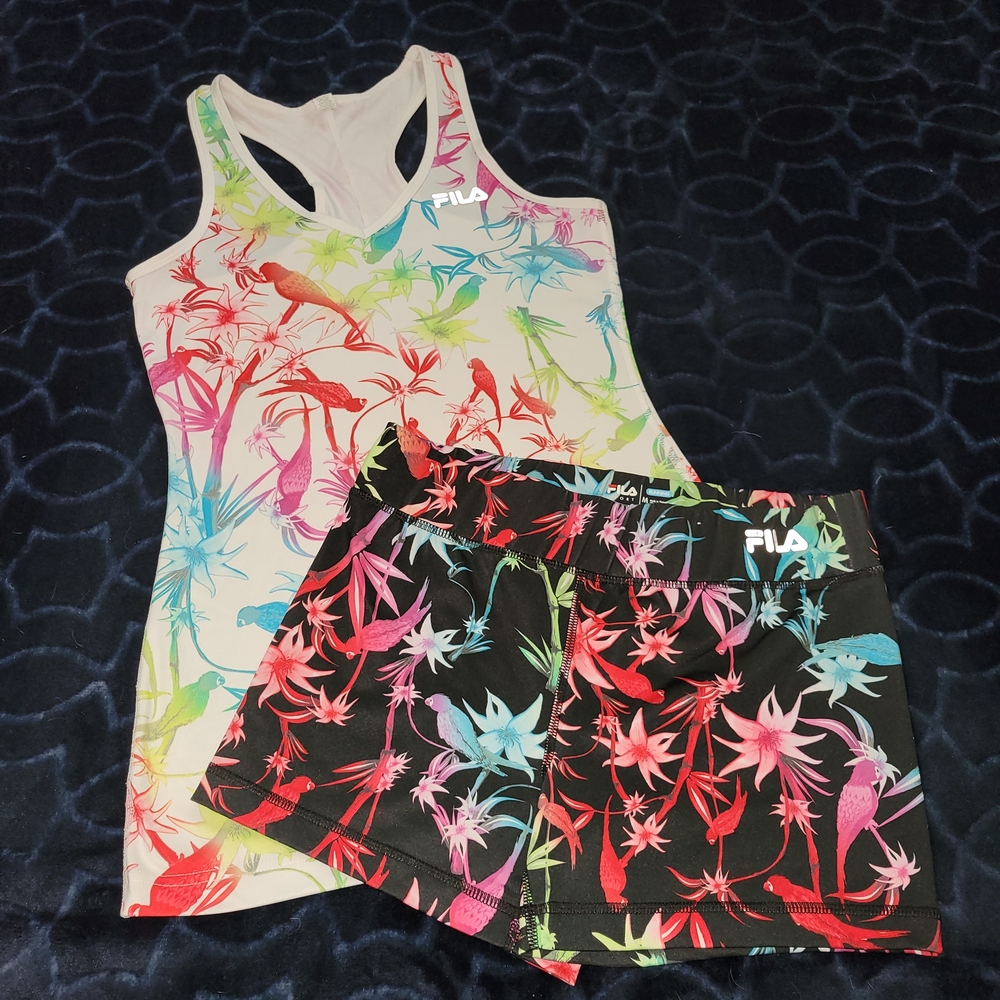 Fila Tropical Print Tank and Shorts Set